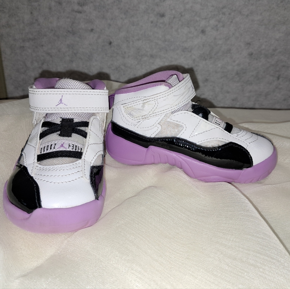 Jordan Kids' Sneakers - White, Black, and Purple 7 C